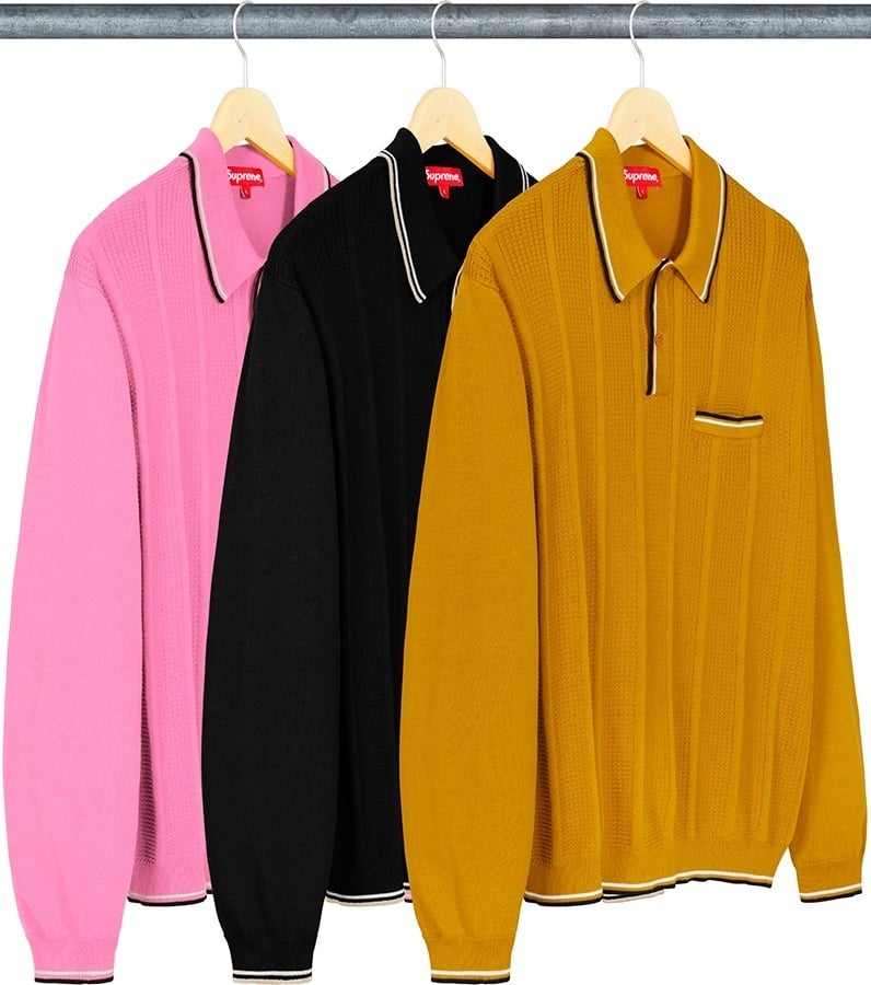 Stripe Rib L/S Knit Polo